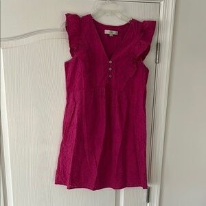 Loft Fuchsia Eyelet Blouse with Buttons
